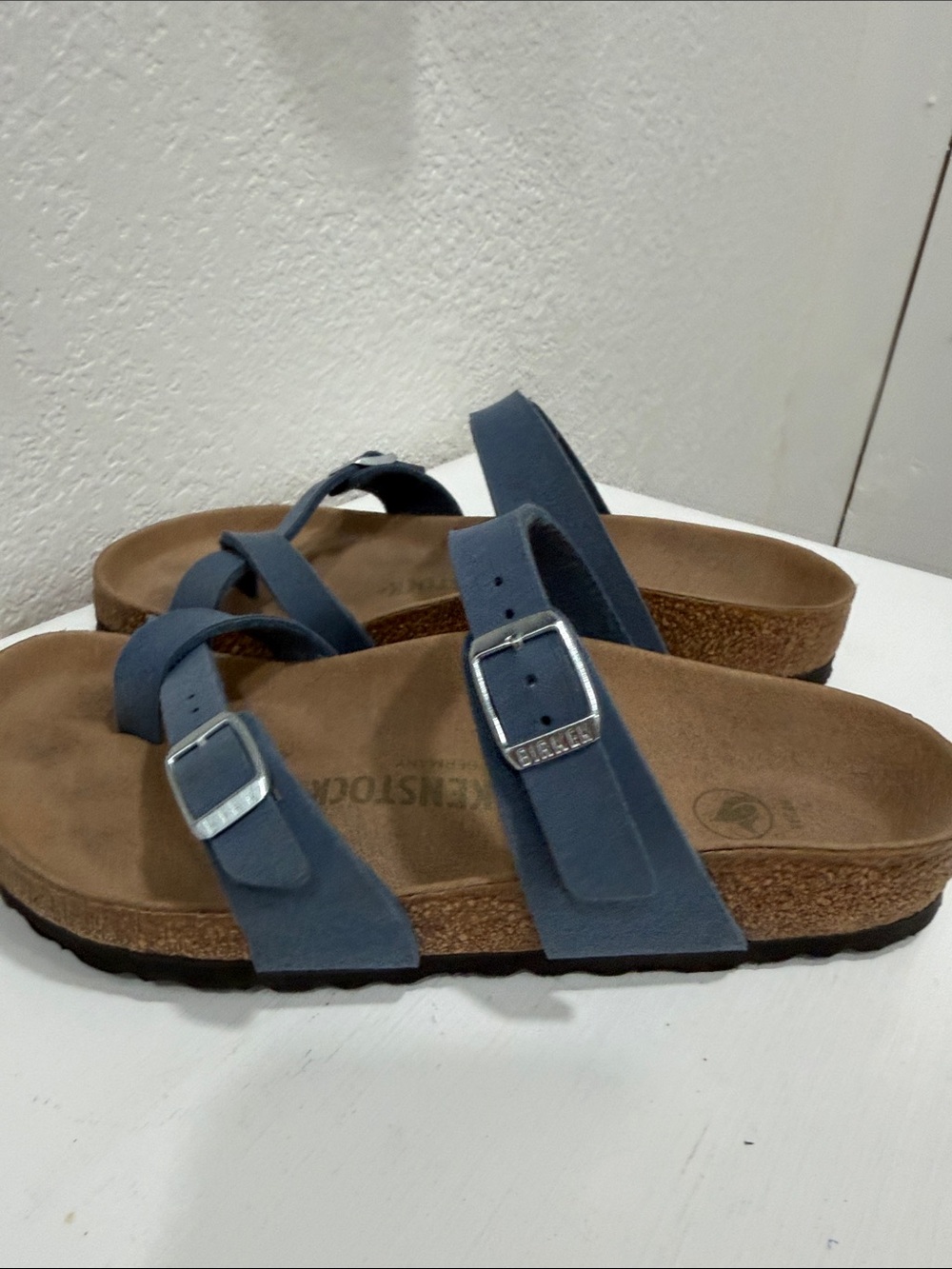 Birkenstock 7/37 Women’s Elemental Blue Two-Strap Adjustable Sandals - Picture 5 of 10